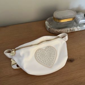 Stoney Clover Lane Classic White Pearl Heart Fanny Pack